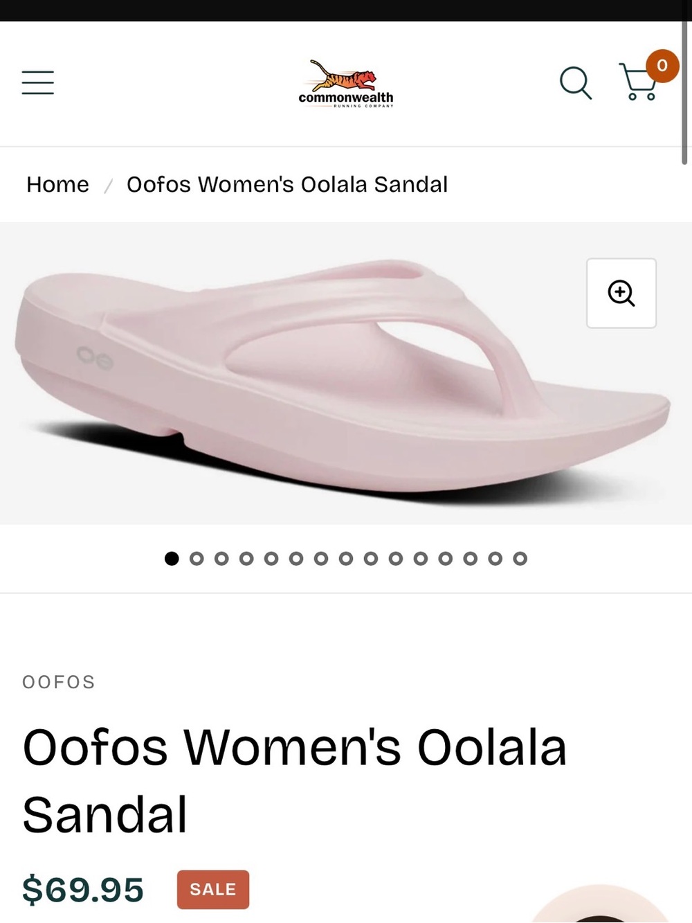 OOFOS Women's Oolala Sandal in Pale Pink